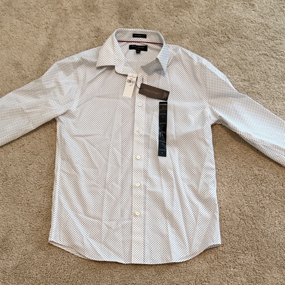 Men’s Banana Republic White Geometric Dress Shirt. Size S. Never wore. Tags on - Picture 9 of 12